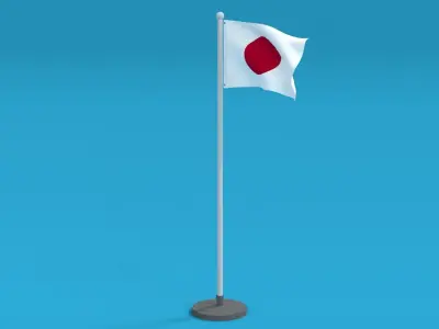 Low Poly Seamless Animated Japan Flag Low-poly 3D model