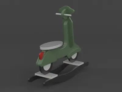 Wooden Rocking Scooter 3D model