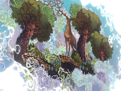 Landscape North Europe Scene Vector Paralax Low-poly 3D model