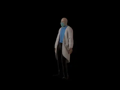 Old Doctor Game ready Rigged   3d Model   Low-poly 3D model