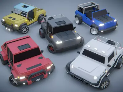 customizable jeep car  Low-poly 3D model