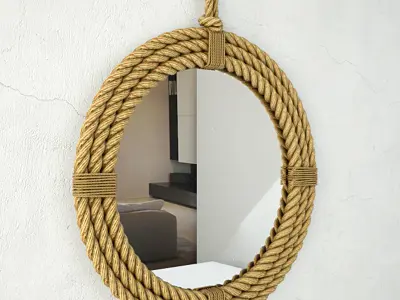 Round Hanging Rope Mirror 3D model