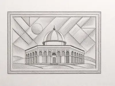 3d modern Dome of the Rock 3D Wall Panel Relief CNC 02  3D model