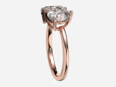 Two Stone diamond Ring 3D print model