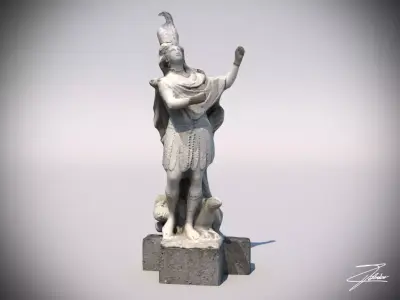 Statue 1 of man holding sword Low-poly 3D model