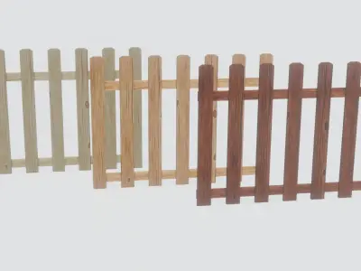 Wooden Picket Garden Fence Free 3D model