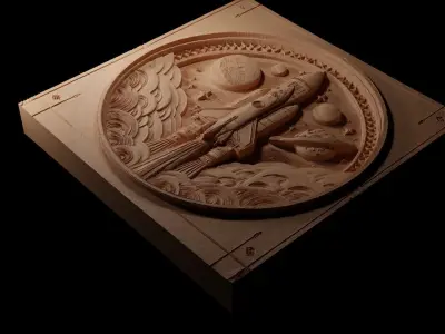 Rocket CNC 3d Print High Relief Sand Casting 3D print model