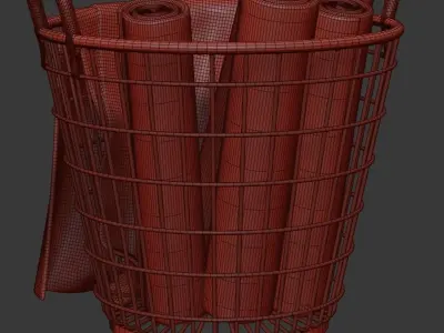 RH Schoolhouse wire basket with towels  3D model