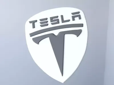 tesla logo on wall 3D model