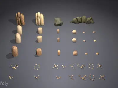 Stylized Nature Collection Low-poly 3D model