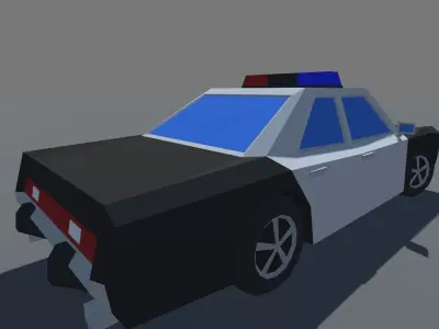 Muscle Car Police Cruiser MOBILE READY Low-poly 3D model