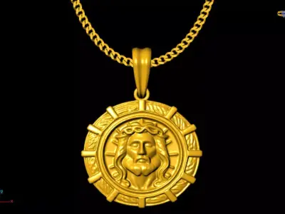 jesus pendant charms - one inch pendant 3D print model