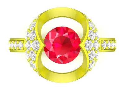 Elegant Round Gemstone Halo Ring for Women  4862 3D print model