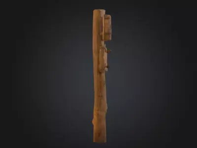 Rustic Wooden Signpost Low-poly 3D model