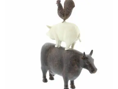 Brown - Off White Animal Art Figurine 3D model