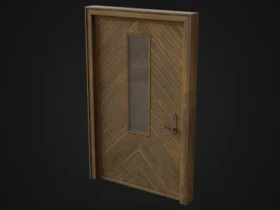Old Dirty Wooden Door 04 Low-poly 3D model