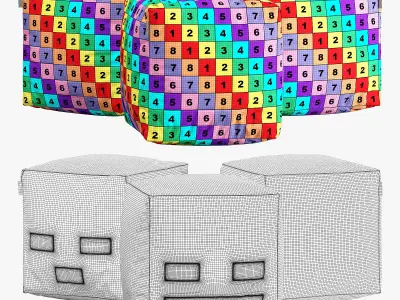 minecraft ottoman set 003 3D model
