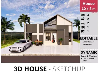 House 10x8m code 504- Sketchup 3D model 3D model 3D model