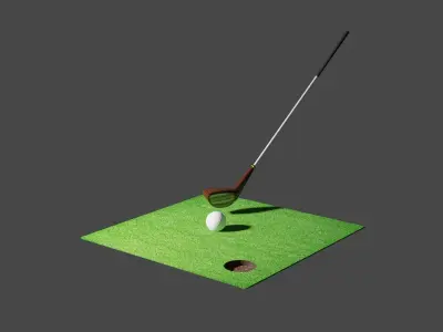 Golf Club and Ball 3D Low-poly 3D model