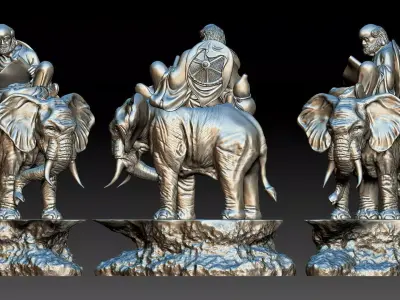 Arhat riding elephant  3D print model