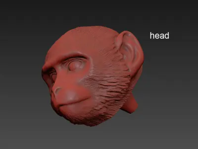 The Monkey Lamp Hanging Left Version  Low and High poly Low-poly 3D model