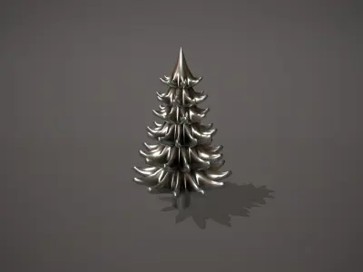 Silver Metal Christmas Tree Ornament Low-poly 3D model