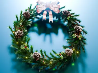 Christmas Garland 3D Green - Realistic PBR Model 4K Atlas 73cm 3D model