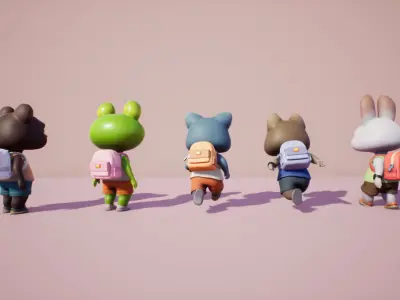 Animals mini Low-poly 3D model