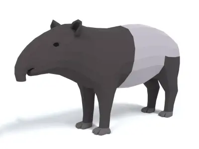 Low Poly Cartoon Tapir Low-poly 3D model