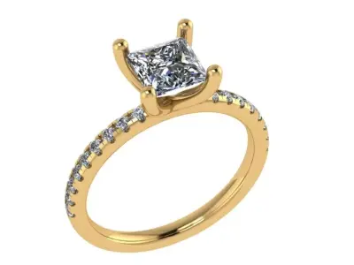 Princess solitaire Diamond ring 3D print model