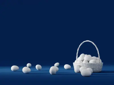 Wicker Basket With Eggs for Easter  3D model