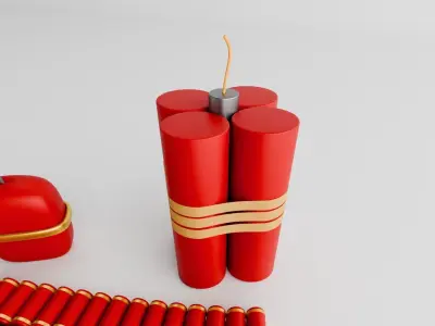 Realistic 3D Fireworks Pack Free low-poly 3D model