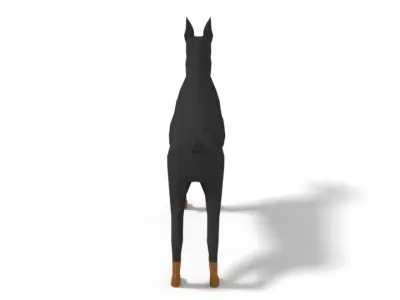 Low Poly Cartoon Doberman Low-poly 3D model