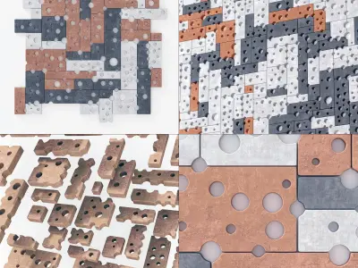 Stone block panel hole n2 3D model