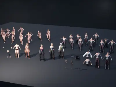 Hero Girl 2 - Customizable Modular Game Ready Low-poly 3D model