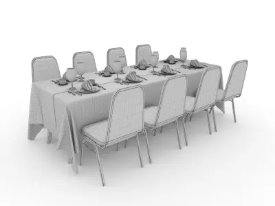 Banquet Table and Chair 81 3D model