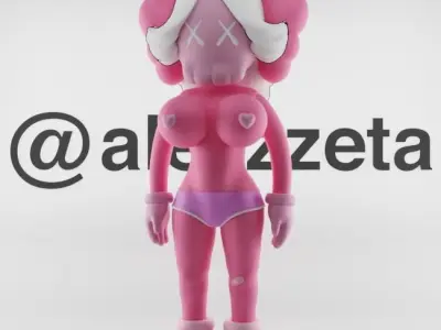 Kaws Pink Twins 1 Textured Low-poly 3D model