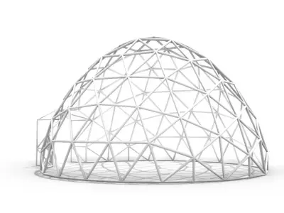 Geodesic Dome with Door Opening V2 3D model