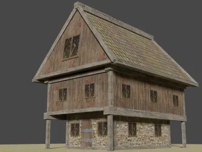 Medieval House lowPoly Free low-poly 3D model
