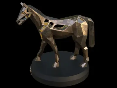Steampunk Horse Pose Low-poly 3D model