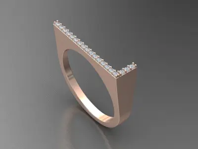 alphabet jewelry ring diamond letter L 3D print model