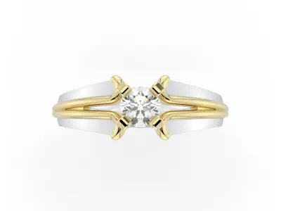 D-1739 diamond engagement ring gold and gold 3D print model