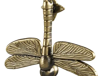 Antique Brass Dragonfly Design Front Door Knocker Vintage Style 3D model