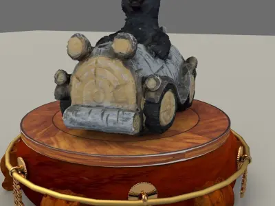 Chinese display stand with bear car   3D model