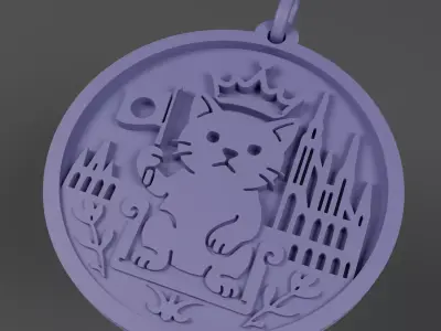 Cat Symbol Wood Ornament Macskas fadisz 3D print model