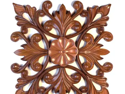 Ornament carved wood wall art 3D model