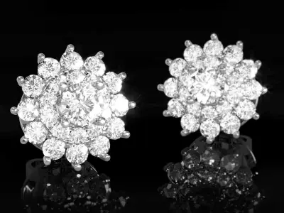 Double Cluster Halo Earrings 1 3D print model