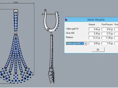 Jewelry Earrings Gold Elegant 3D print model