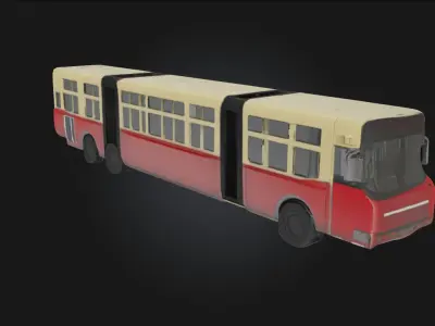 Articulated Red Bus Model  Urban Transit Vehicle  3D model
