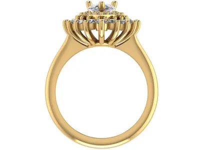 Cluster style pear cut diamond ring 3D print model